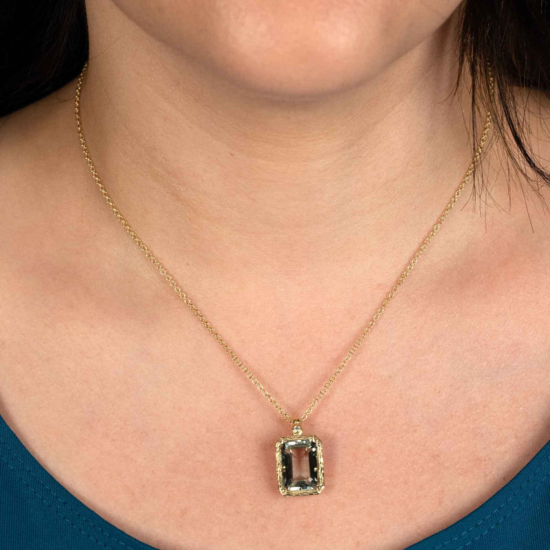Rectangular Prasiolite Pendant, 14K Yellow Gold