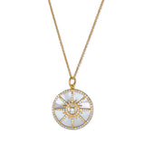 Diamond Star Mother Of Pearl Medallion, 14K Yellow Gold