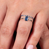 Sapphire and Diamond Double Band Ring, 14K White Gold