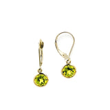 Peridot Bezel Set Drop Earrings, 14K Yellow Gold