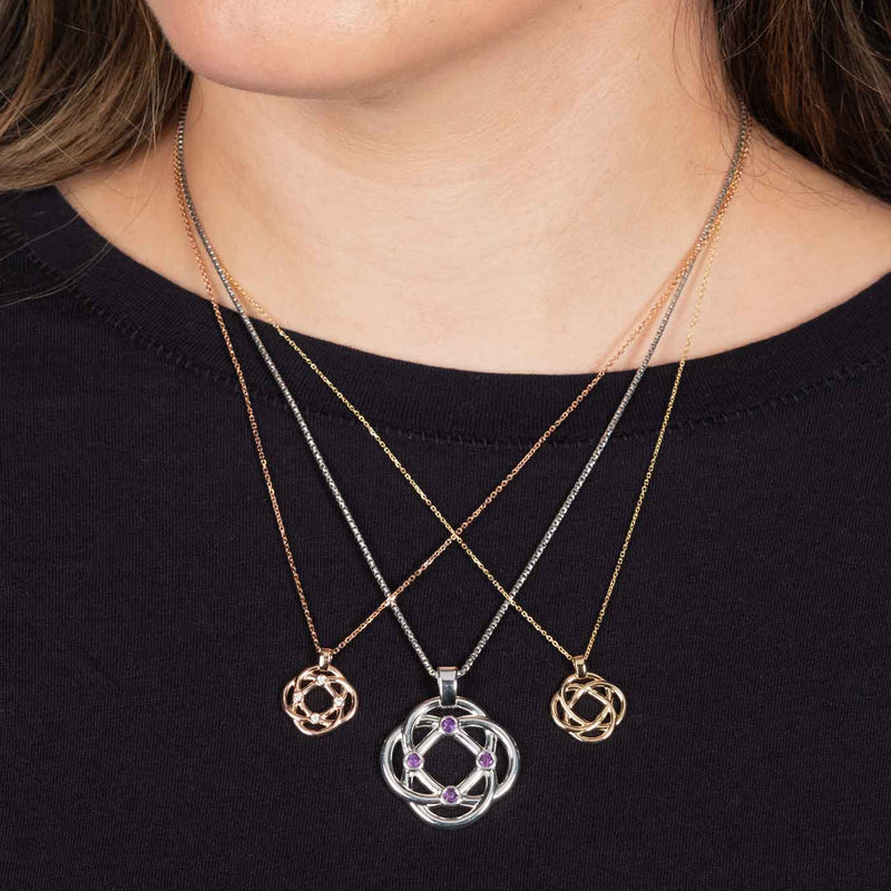 Four Corners Pendant, 14K Rose Gold and Diamond