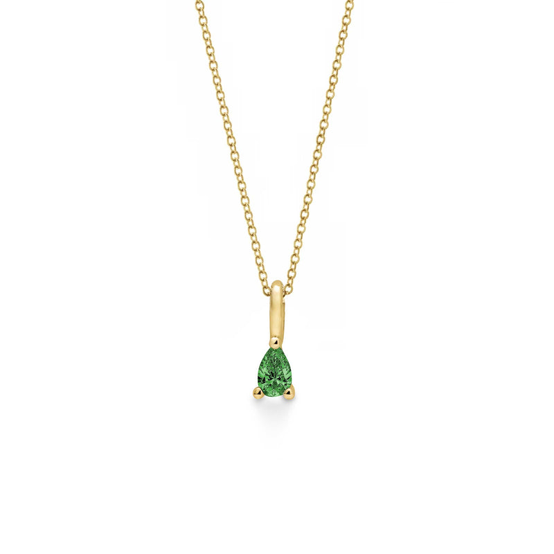 Pearshape Tsavorite Pendant, 14K Yellow Gold