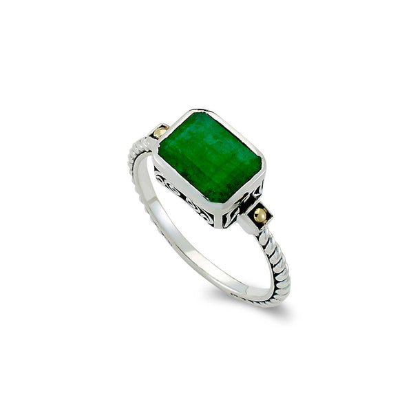 Emerald Rectangular Ring (925 Silver) main image 0