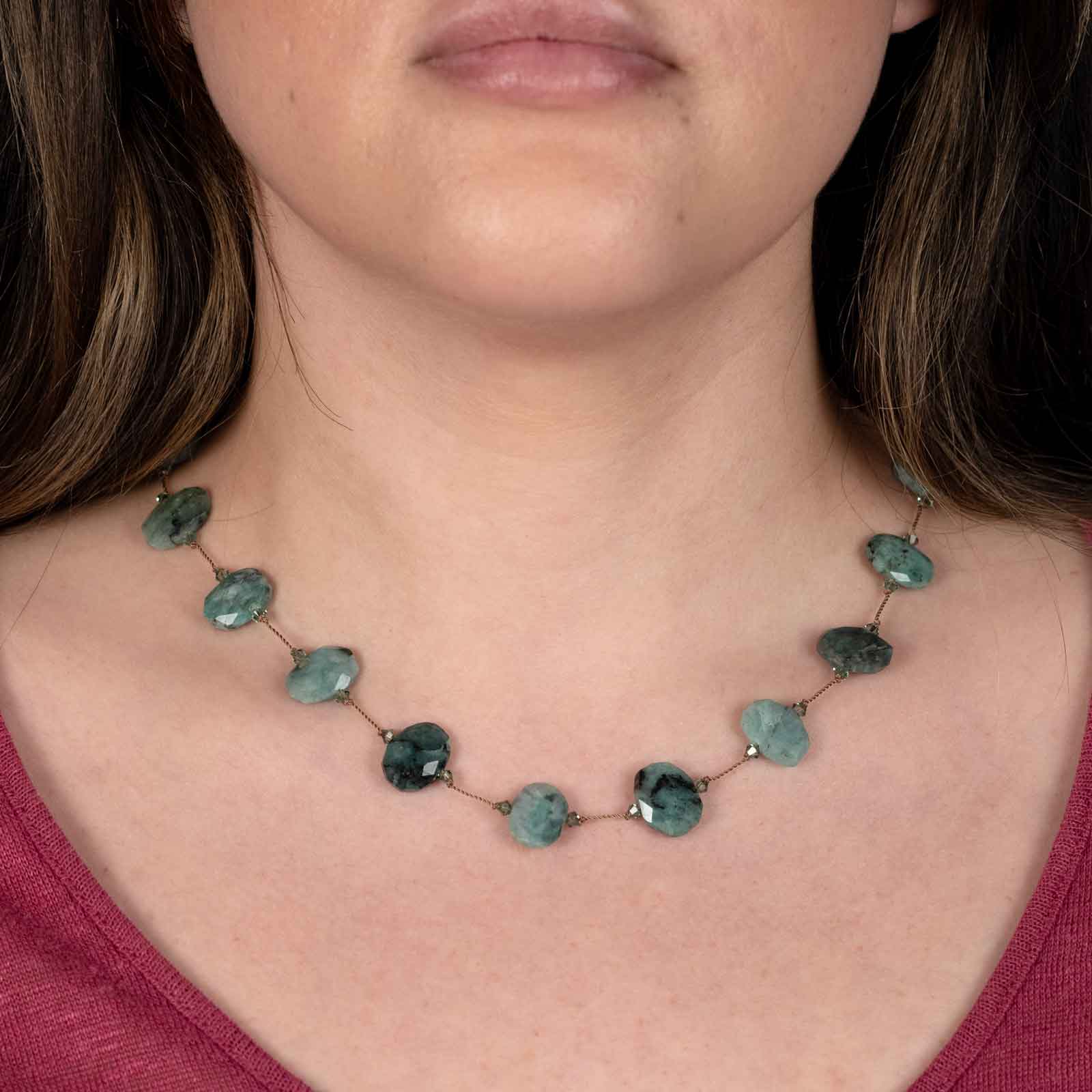 Raw Emerald & Swarovski Crystal Necklace by Margo Morrison – EFG