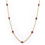 Ruby Round Station Necklace, 18 Inches, 18K Yellow Gold
