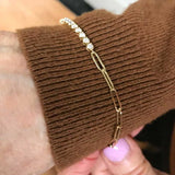 Diamond Bracelet with Paperclip Chain 14K Yellow Gold - Sylvie