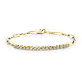 Diamond Bracelet with Paperclip Chain 14K Yellow Gold - Sylvie