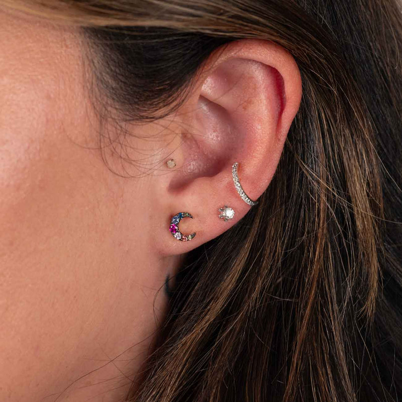 Child's Diamond Studs, Total Weight .14 Carat, 14K White Gold