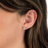 Triple Cluster Diamond Studs, .50 Carat, 14K White Gold