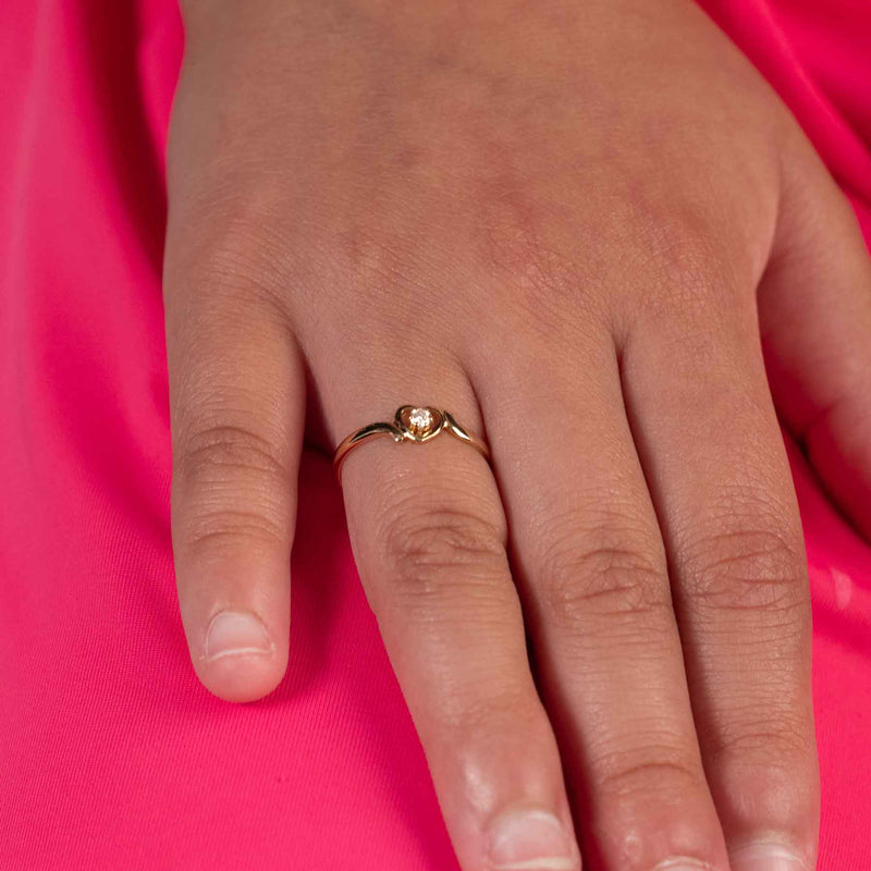 Child's Heart Ring, Size 3.5, 14K Yellow Gold