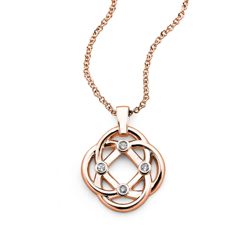 Four Corners Pendant, 14K Rose Gold and Diamond