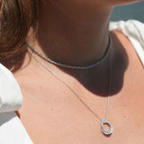 Interlocking Circles Diamond Pendant, 14K White Gold
