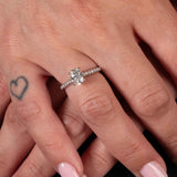 Oval Diamond Engagement Ring, 1.01 Carats Center, 14K White Gold
