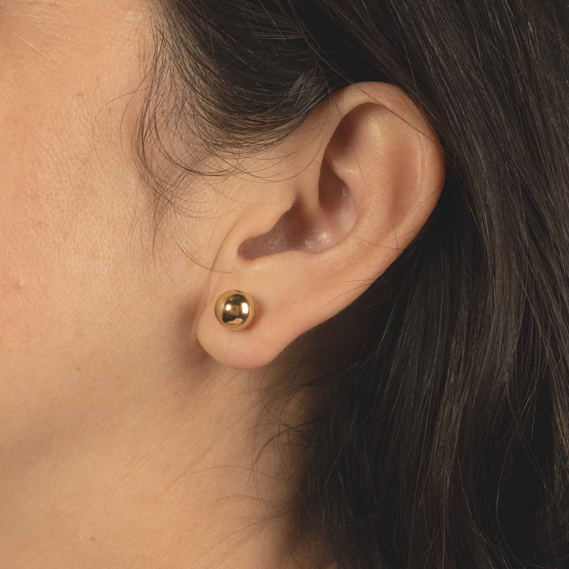Gold Ball 7mm and 8mm Earring, 14K Yellow Gold