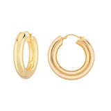 Shiny Tube Hoop Earrings, 1.20 Inches, 14K Yellow Gold