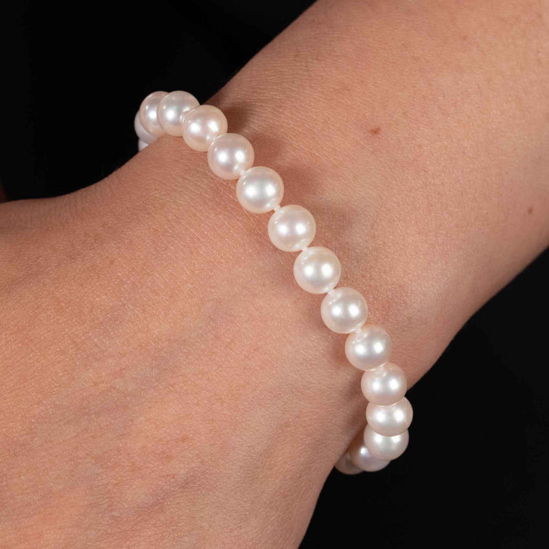Saltwater Cultured Pearls, 7.5-8 MM Bracelet, 7.50 Inches, 14K Yellow Gold