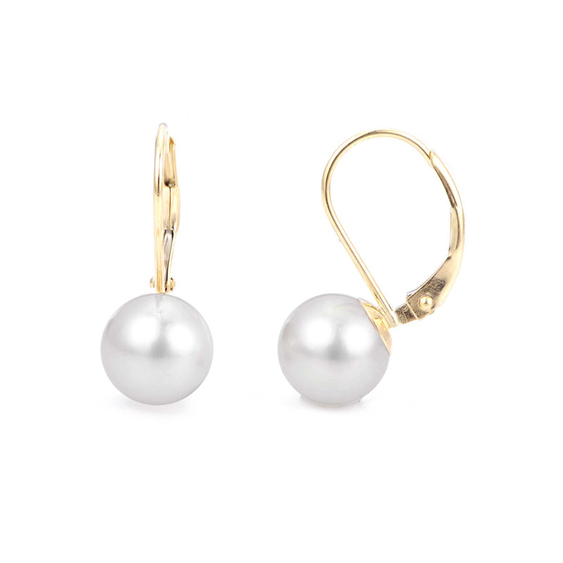 Akoya Cultured Pearl Drop Earrings, 8MM, 14K Yellow Gold