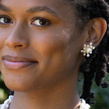 Freshwater Pearl Starburst Earrings, 18K Yellow Gold