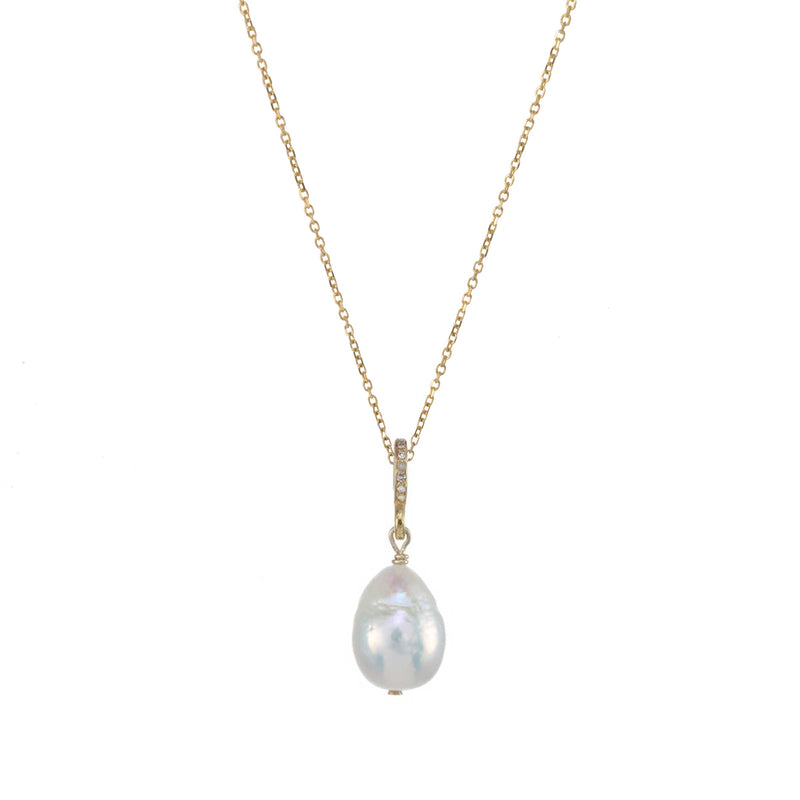 White Baroque Pearl Pendant, Gold Plated