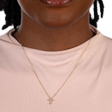 Classic Diamond Cross Pendant, .09 Carat, 14K Yellow Gold