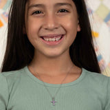 Petite Blue Topaz Cross Pendant, Sterling Silver