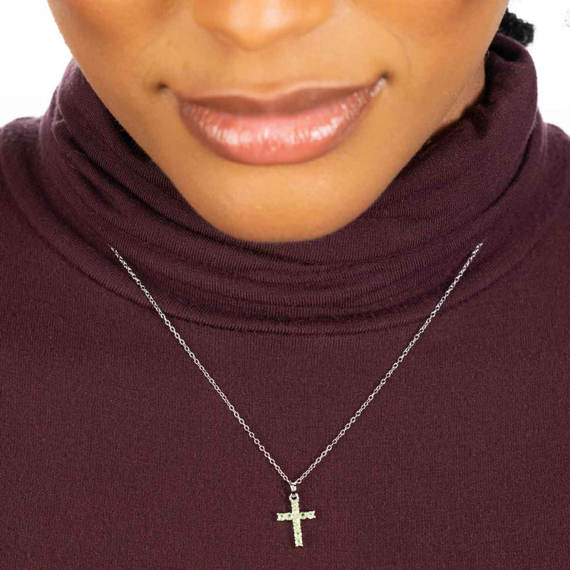 Petite Blue Topaz Cross Pendant, Sterling Silver