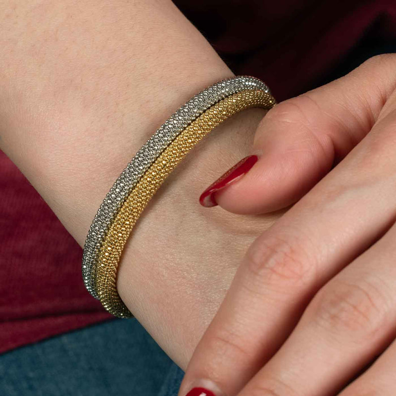 Bangle Bracelet with Magnetic Closure, Sterling with Yellow Gold Finish