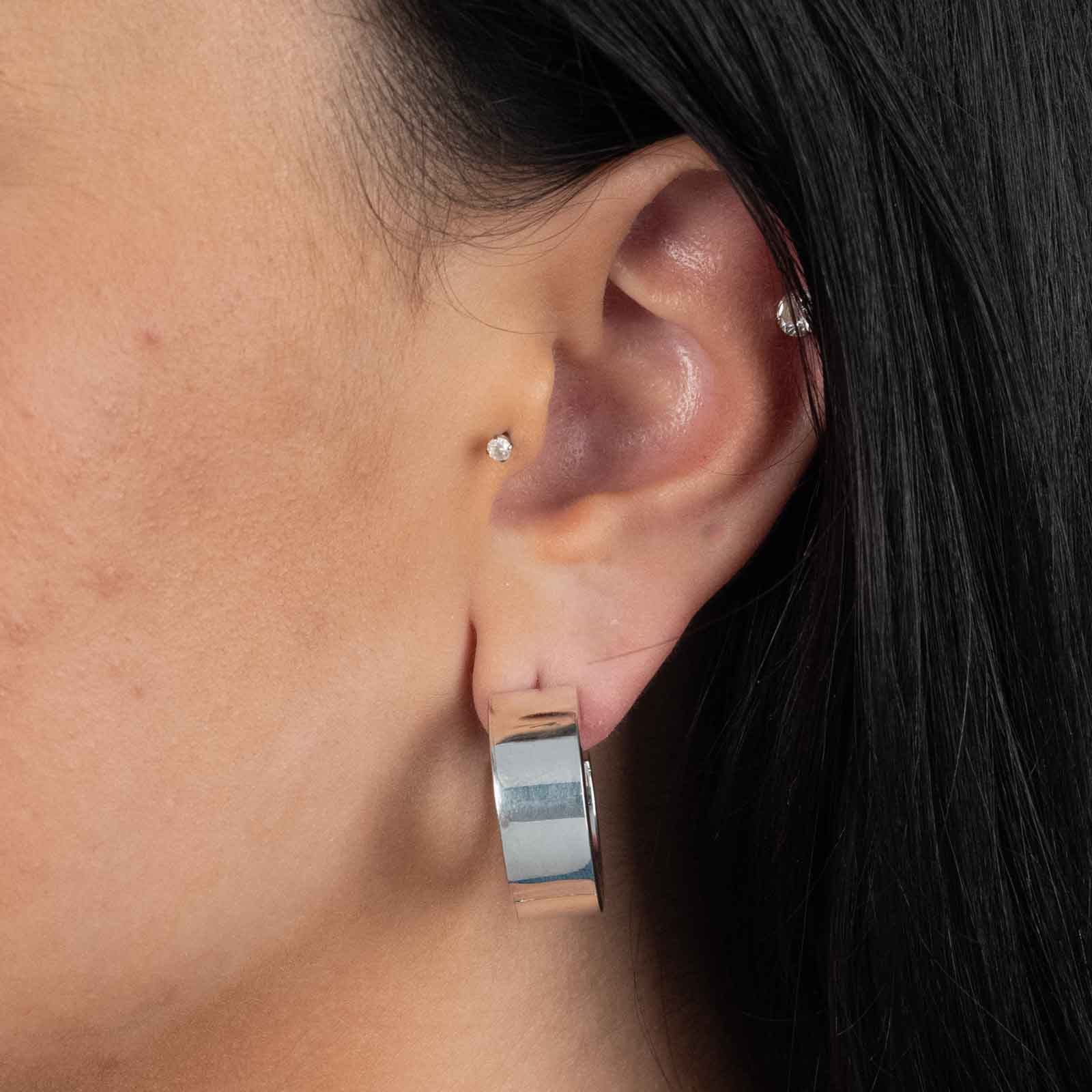 ☆TATIANA☆ Silver 925 Basic Square Hoop Earrings EC3004 Rectangle Hoop Earrings for Women (Sterling Silver) - Talisa