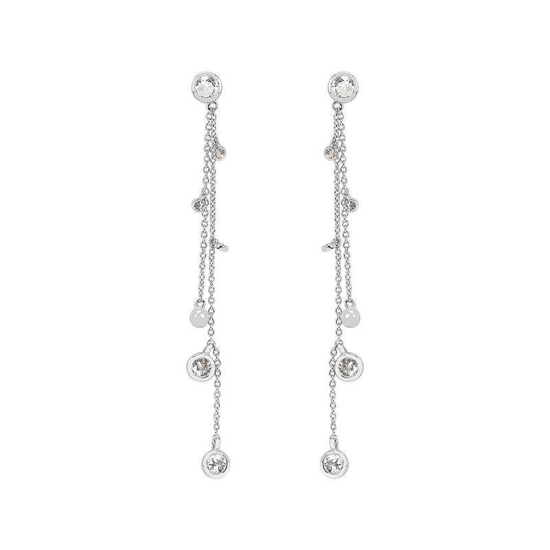 Chain Dangle Earrings with CZ, Sterling Silver