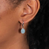 Cabochon Aquamarine Drop Earrings, Sterling Silver