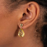 Citrine and Olive Quartz  Drop Earrings, 18K Gold Plated