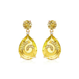 Citrine and Olive Quartz  Drop Earrings, 18K Gold Plated
