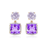 Amethyst and Lilac Opal Drop Earrings, 18K Gold Plated