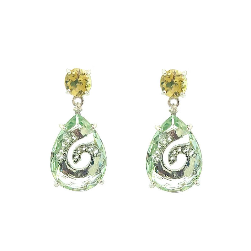 Mint Green Prasiolite Drop Earrings, Sterling Silver