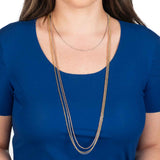 Moon Cut Bead Necklace, 36 Inches, Rose Gold Plated Silver