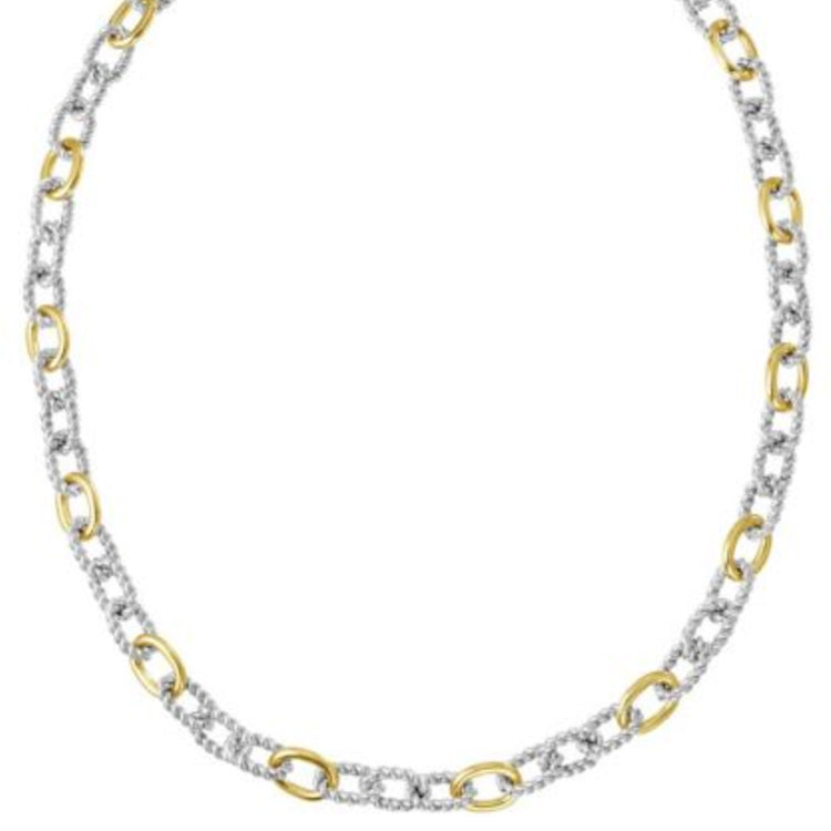 Rope Twist Link Chain, Silver and 18K Gold
