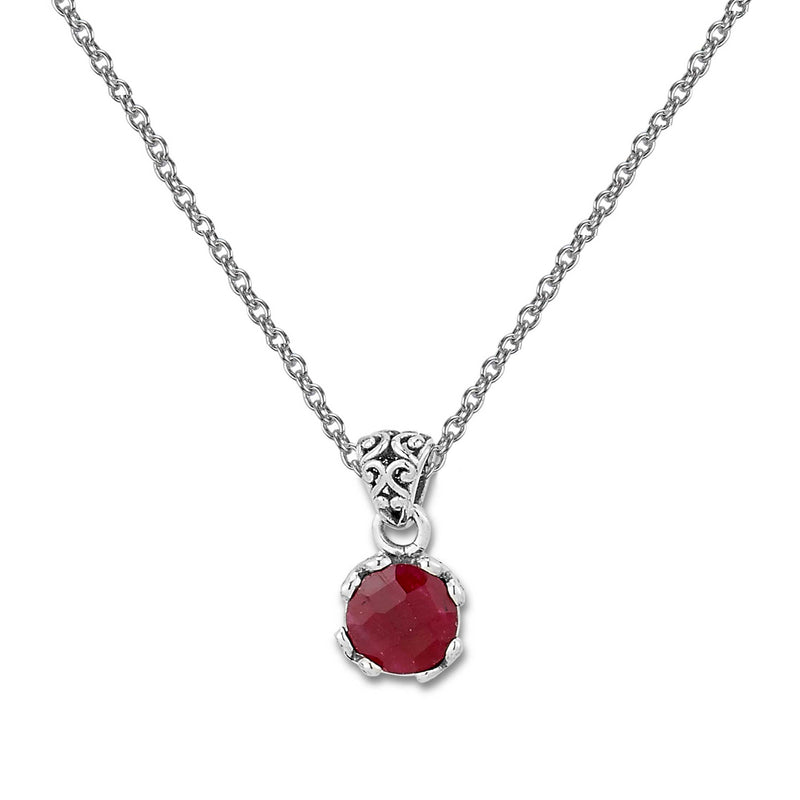 Natural Ruby Stone Pendant, Sterling Silver