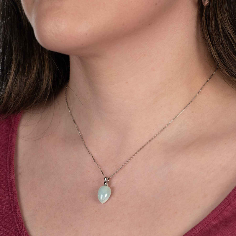 Pear Shape Aquamarine Drop Pendant, Sterling Silver