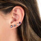 Single Emerald Cut Aquamarine Stud, 14K Yellow Gold