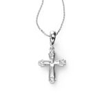 Children's Diamond Cross Necklace, 14K White Gold