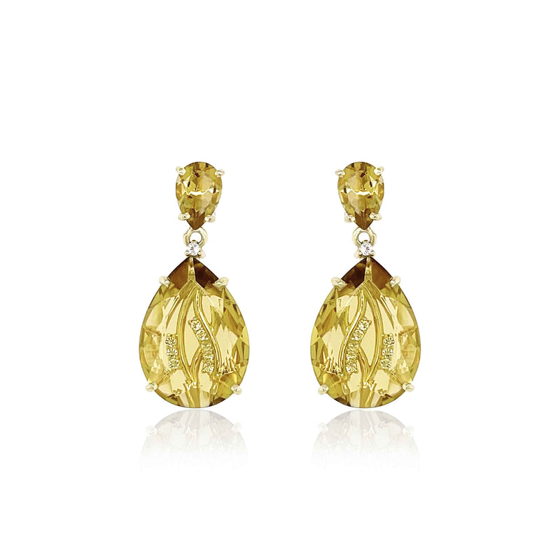 Citrine Drop Earrings, 18K Gold Plated