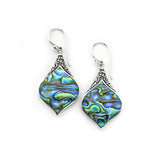 Flared Abalone Dangle Earrings, Sterling Silver