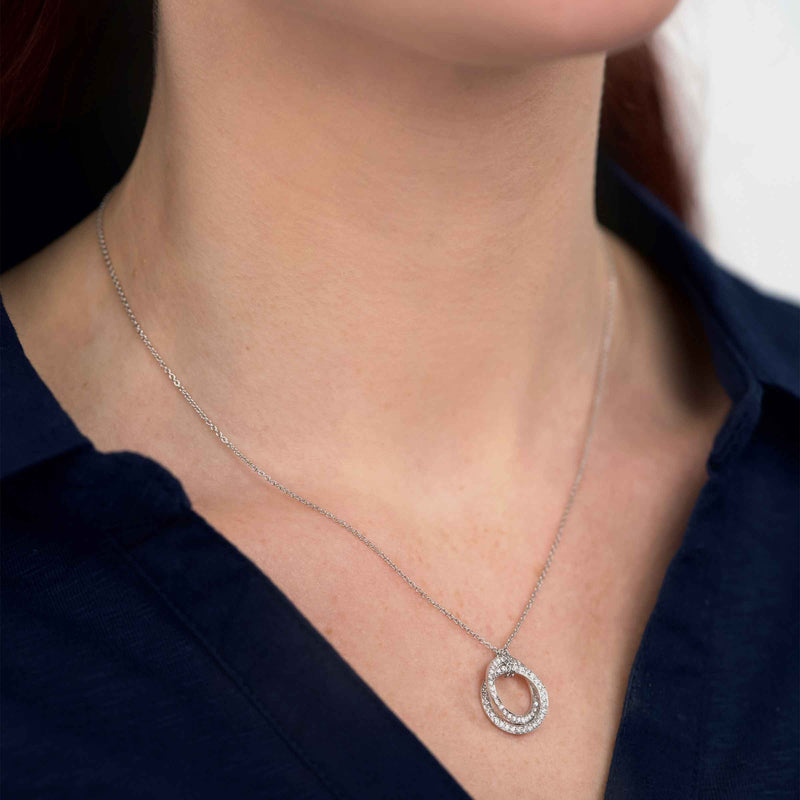 Interlocking Circles Diamond Pendant, 14K White Gold