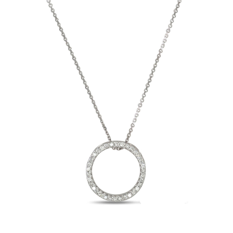 Open Circle Diamond Sliding Pendant, 14K White Gold