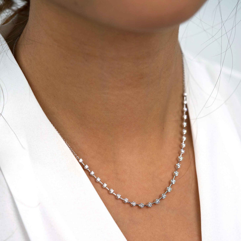 Prong Set Diamond Necklace, .99 Carat Total, 14K White Gold