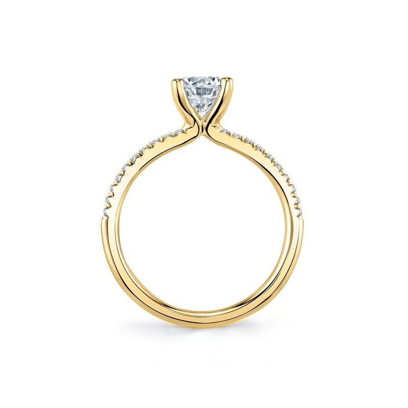 Ring Mounting by Sylvie for 1.25 Carats Center, 14K Yellow Gold