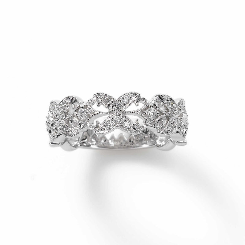 Retro Look Diamond Band, .33 Carat, 18K White Gold