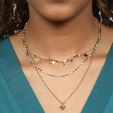 Dangling Disc Adjustable Necklace, 17 Inches, 14K Yellow Gold