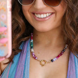 Multicolored Gemstone Beads Necklace, 20 Inches