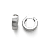 Wide Matte Sterling Silver Huggie Hoop Earrings